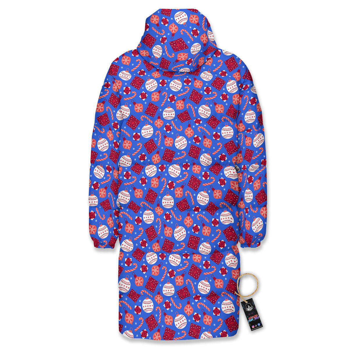 Holiday Elements Christmas Print Pattern Long Down Jacket-grizzshop