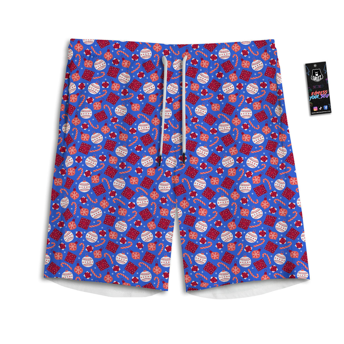 Holiday Elements Christmas Print Pattern Men's Athletic Shorts