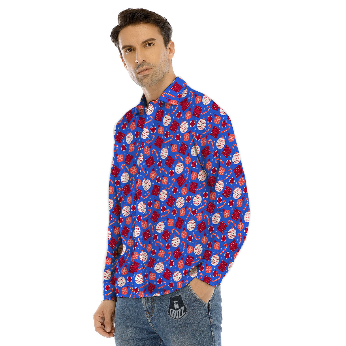 Holiday Elements Christmas Print Pattern Men's Dress Shirts-grizzshop