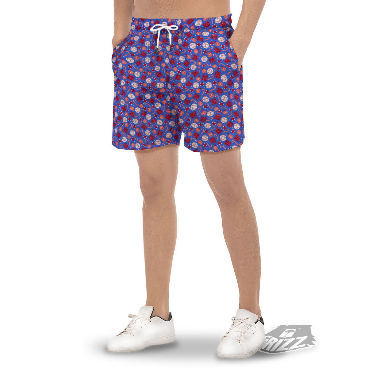 Holiday Elements Christmas Print Pattern Men's Gym Shorts-grizzshop