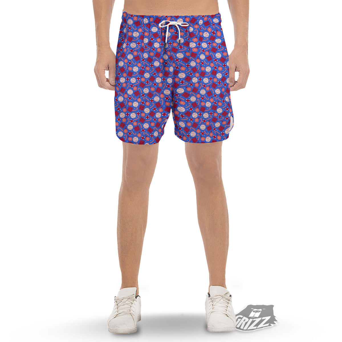 Holiday Elements Christmas Print Pattern Men's Gym Shorts-grizzshop