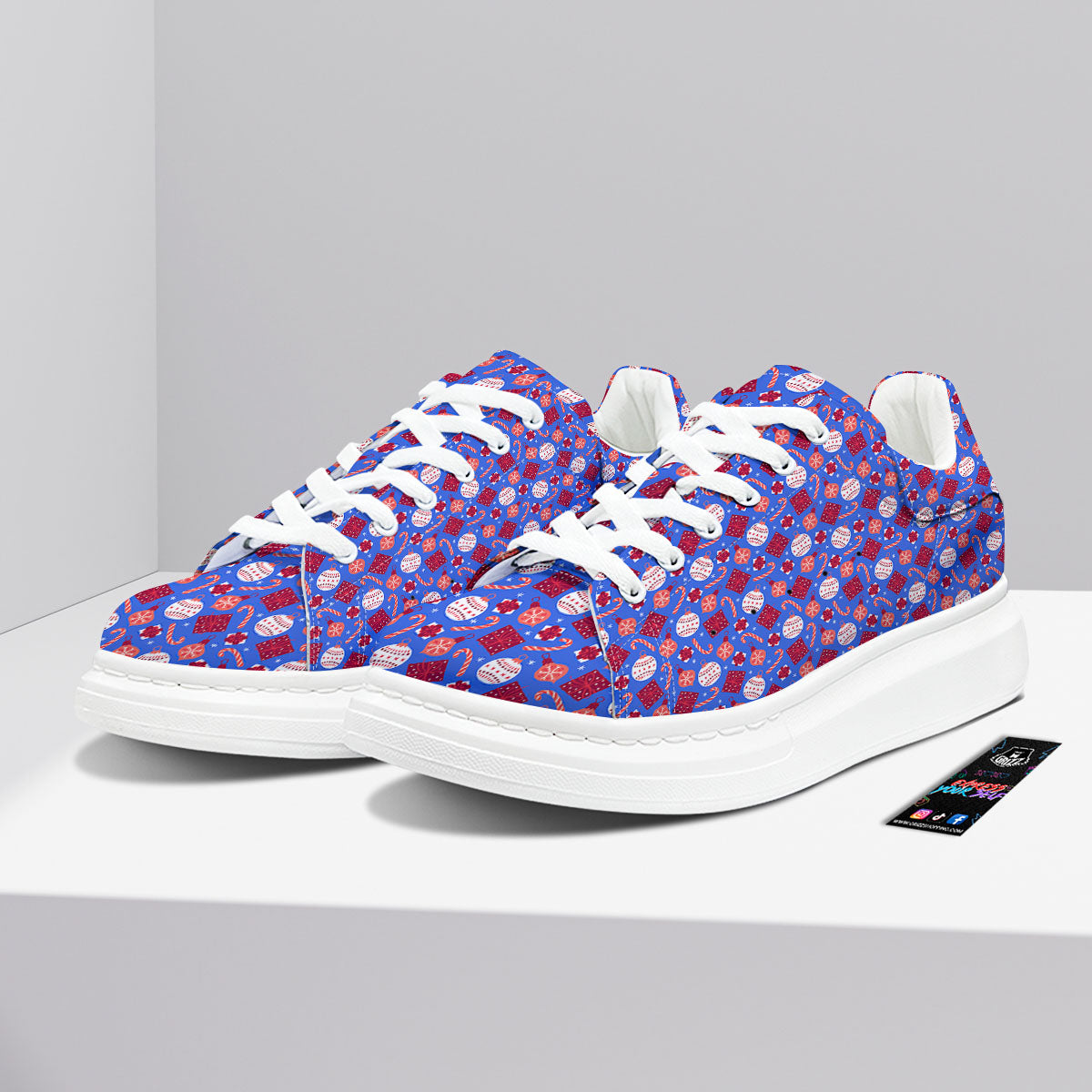 Holiday Elements Christmas Print Pattern Platform Shoes-grizzshop
