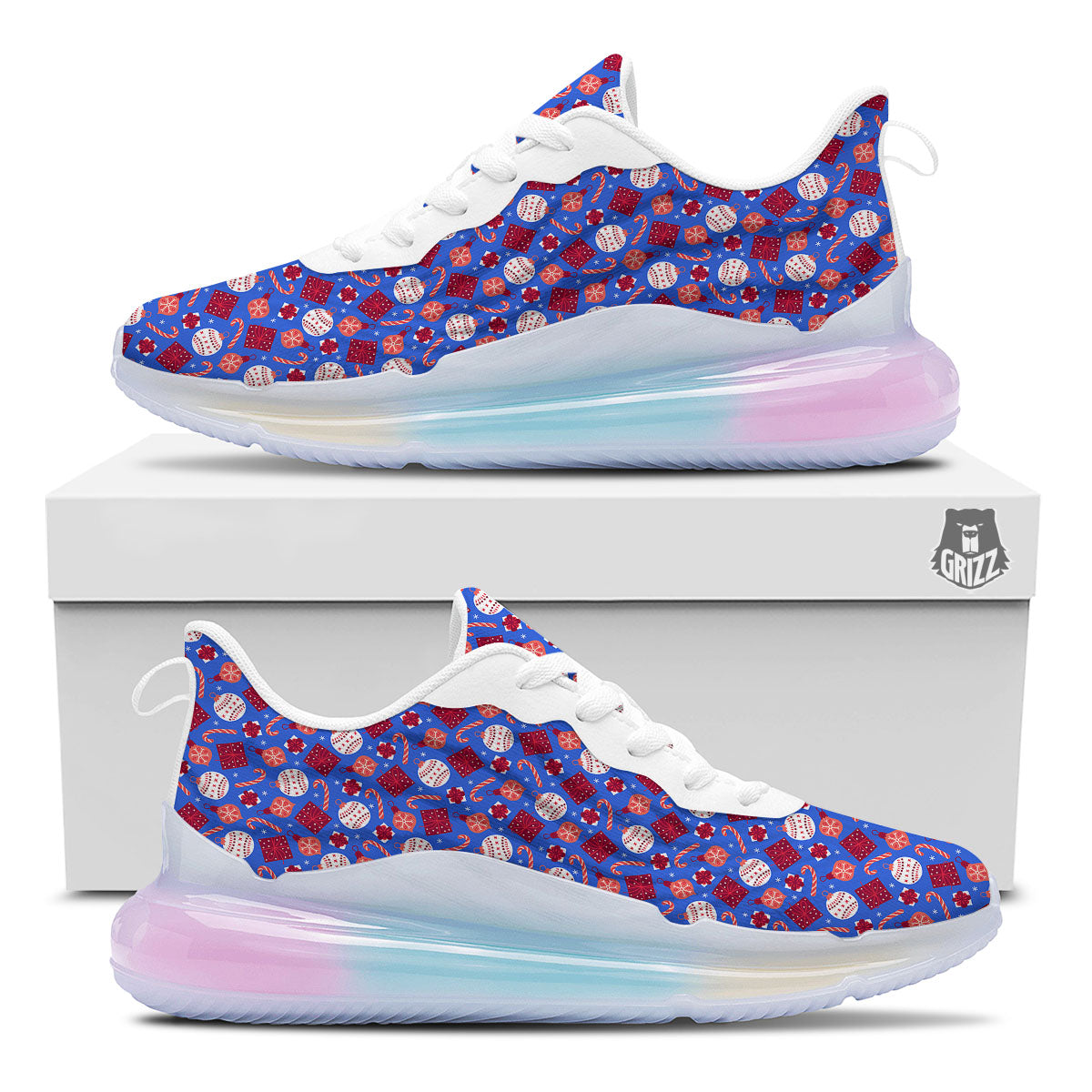Holiday Elements Christmas Print Pattern Running Sneakers-grizzshop