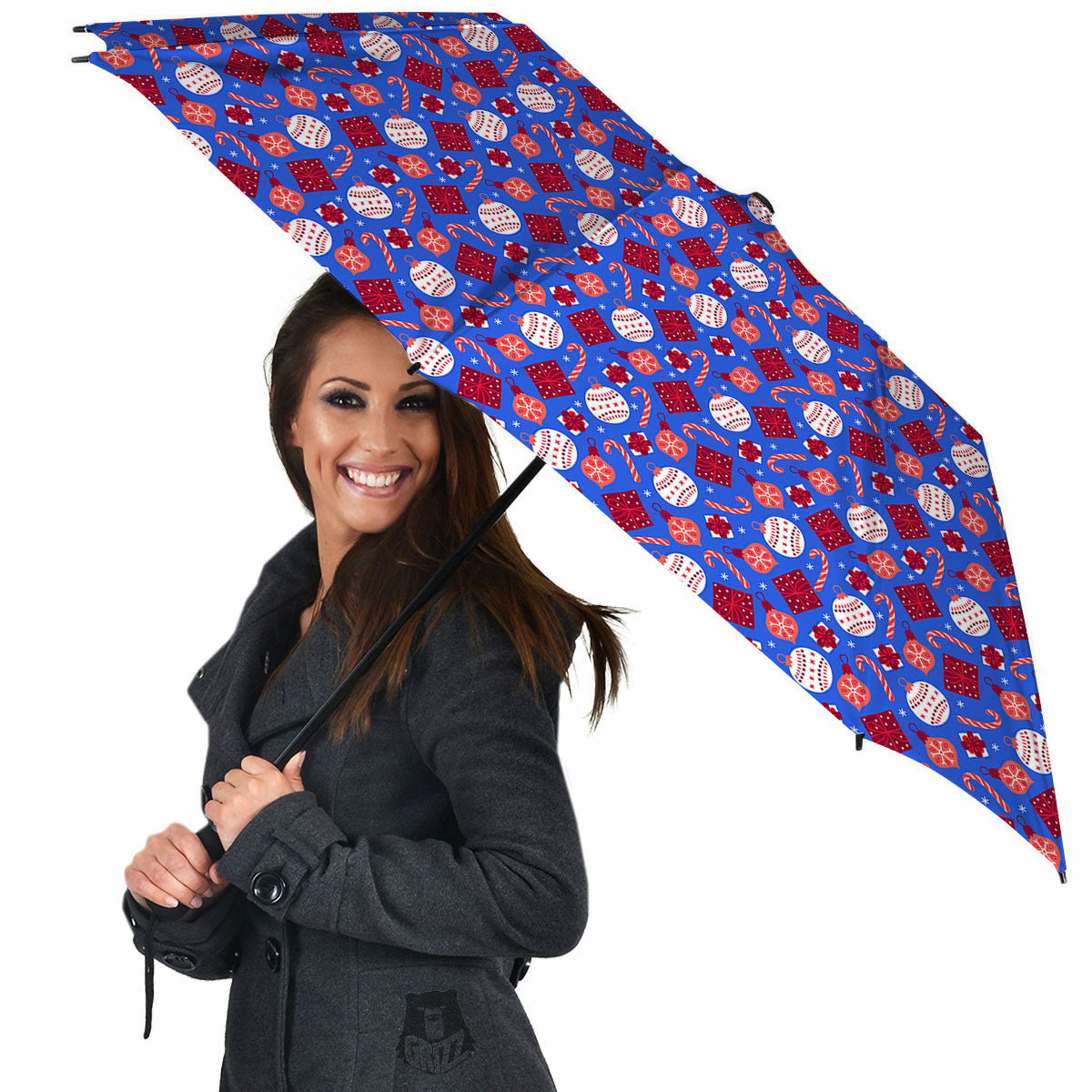 Holiday Elements Christmas Print Pattern Umbrella-grizzshop