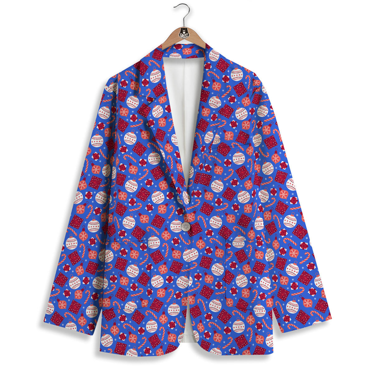 Holiday Elements Christmas Print Pattern Women's Blazer-grizzshop