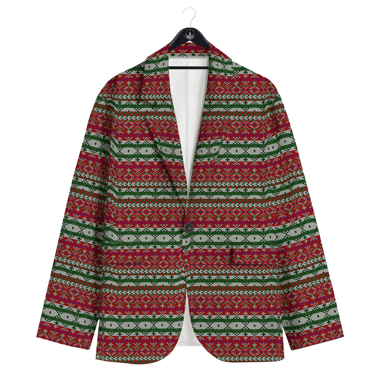 Holiday Knitted Christmas Print Pattern Men's Sport Coat-grizzshop