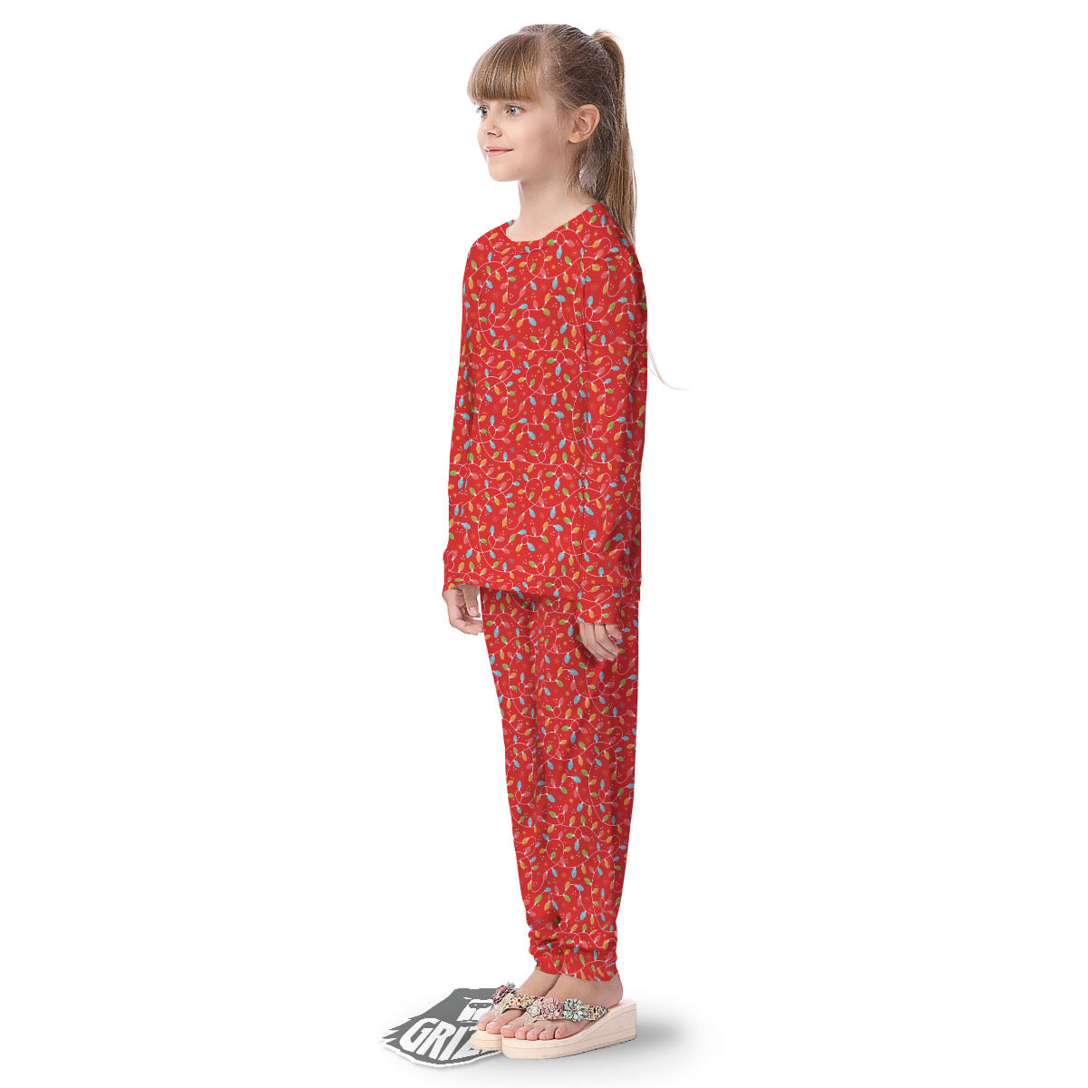 Holiday Lights Christmas Print Kid's Pajamas-grizzshop