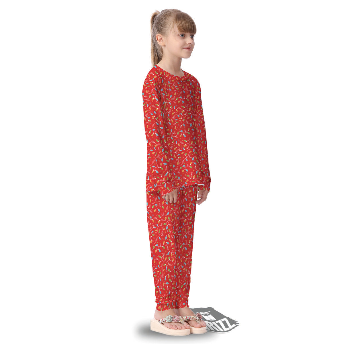 Holiday Lights Christmas Print Kid's Pajamas-grizzshop