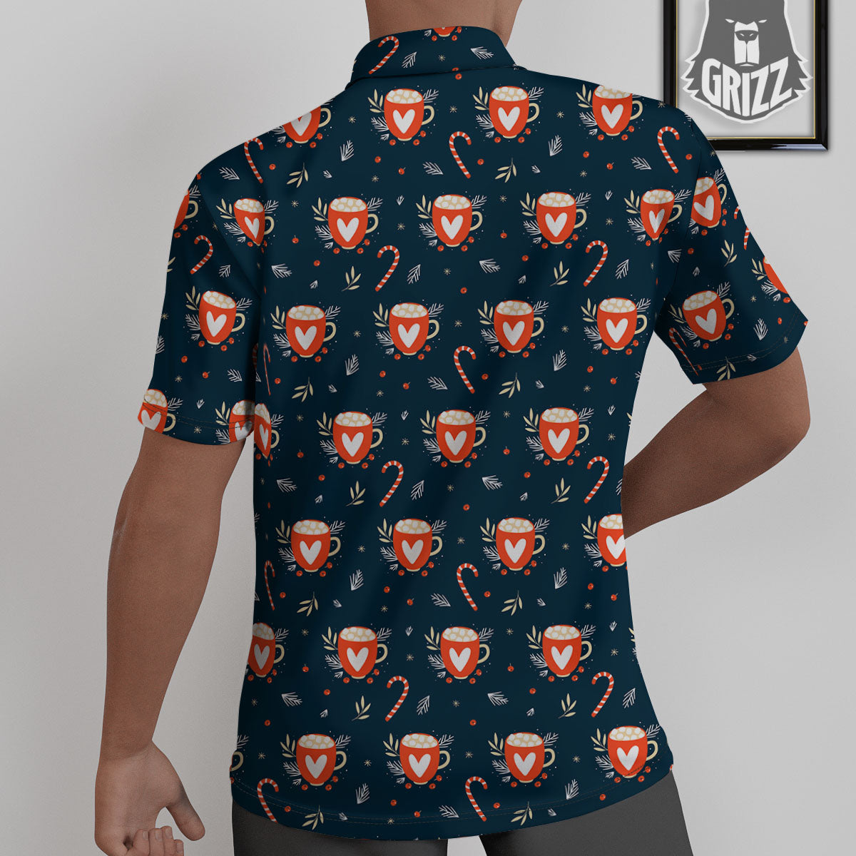 Holiday Christmas Cup Print Pattern Untucked Shirts-grizzshop