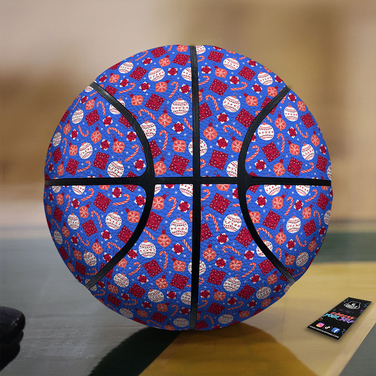Holiday Elements Christmas Print Pattern Basketball