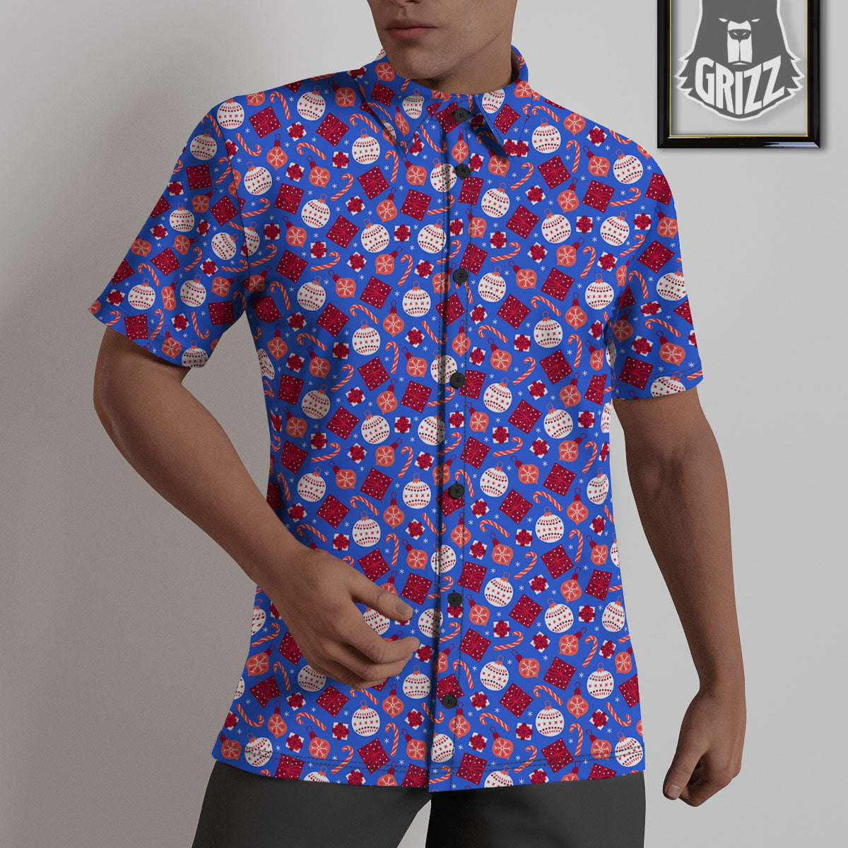 Holiday Elements Christmas Print Pattern Untucked Shirts-grizzshop