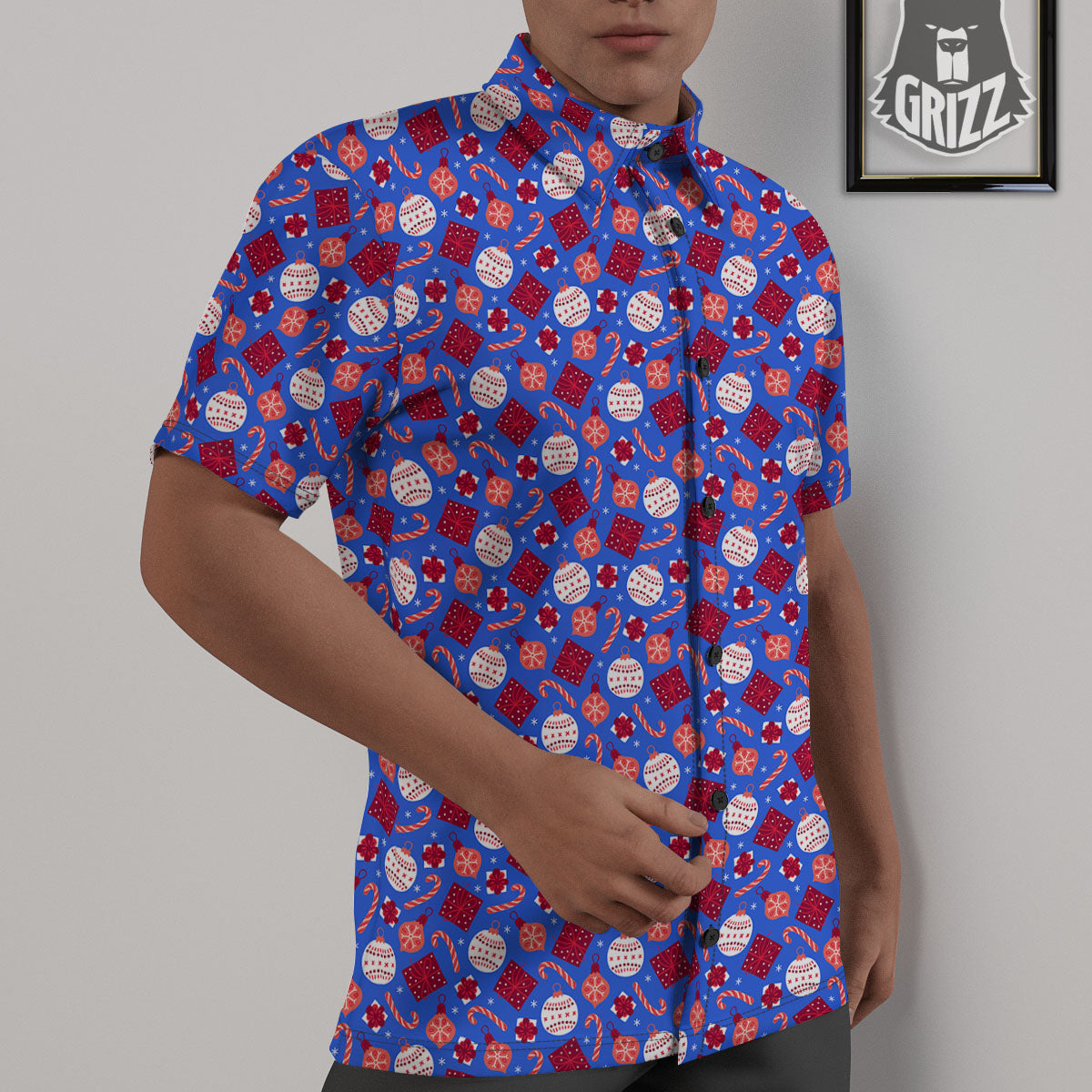 Holiday Elements Christmas Print Pattern Untucked Shirts-grizzshop