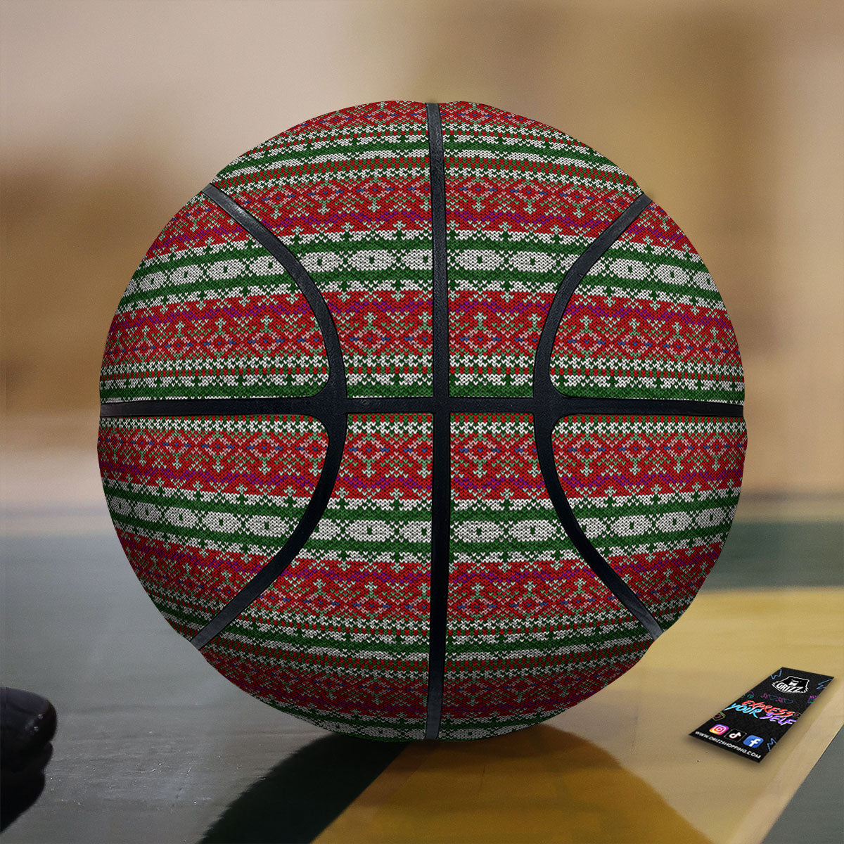 Holiday Knitted Christmas Print Pattern Basketball