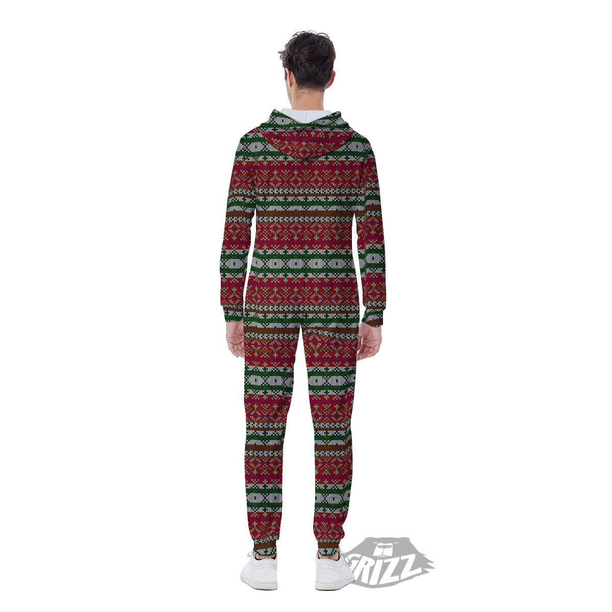 Holiday Knitted Christmas Print Pattern Men's Jumpsuit-grizzshop