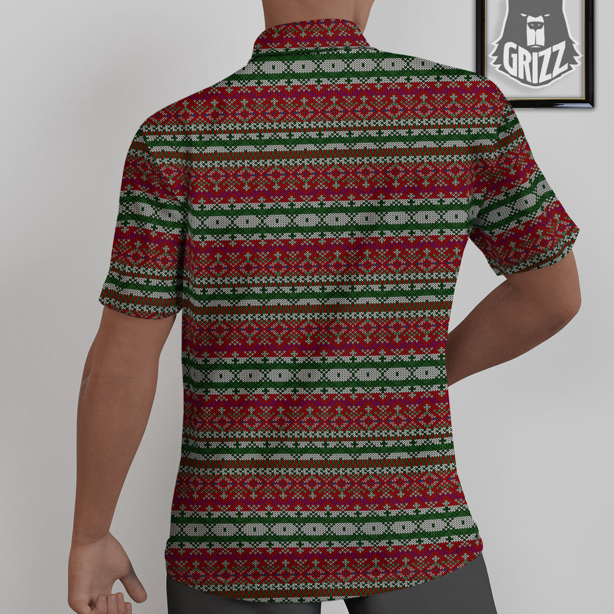 Holiday Knitted Christmas Print Pattern Untucked Shirts-grizzshop