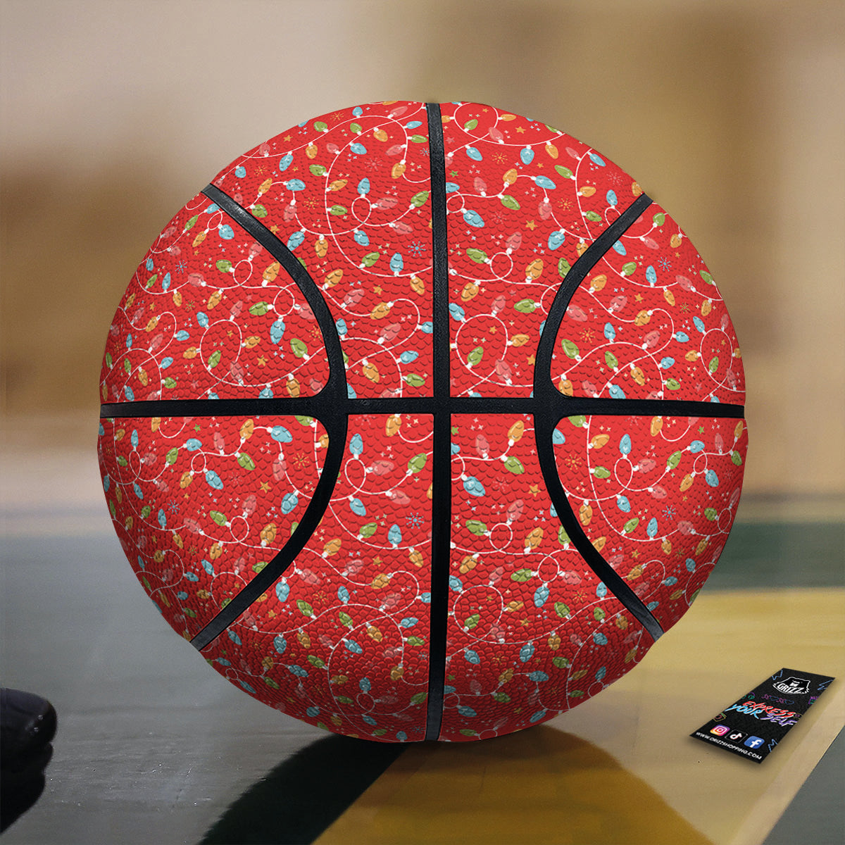 Holiday Lights Christmas Print Basketball