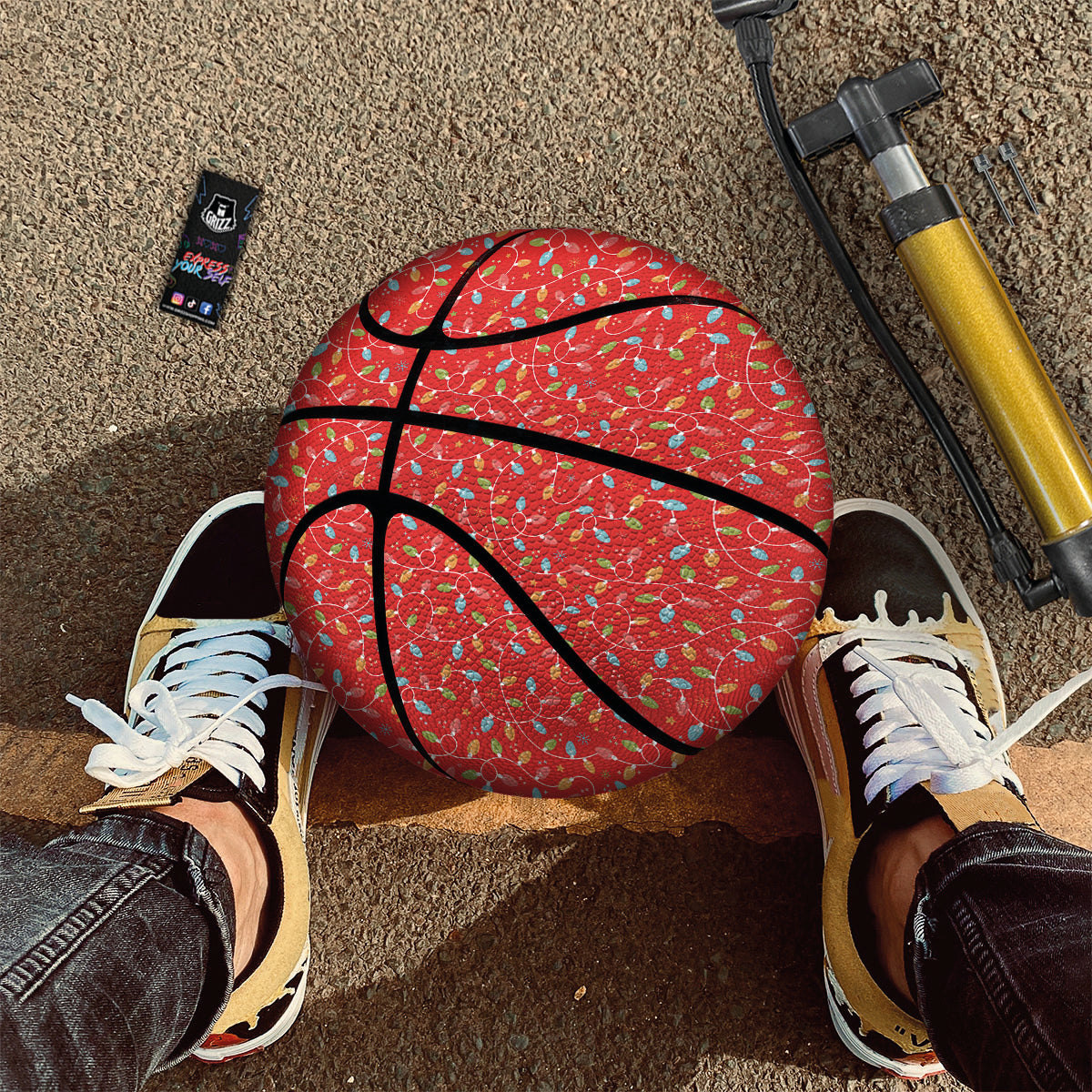 Holiday Lights Christmas Print Basketball