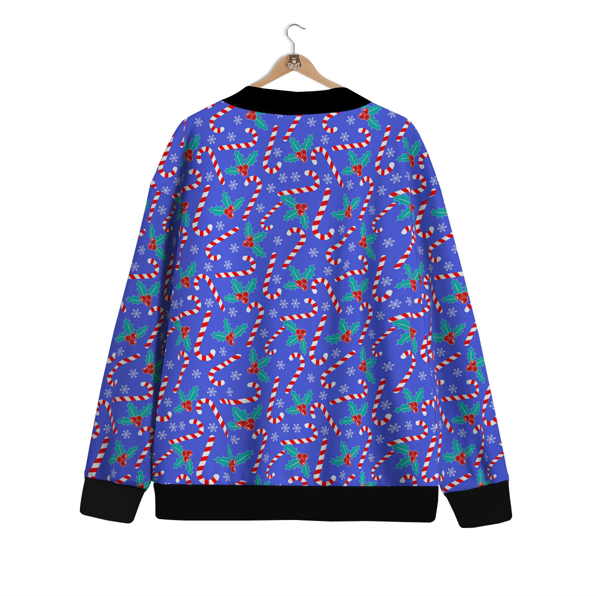 Holly Berry And Candy Cane Christmas Print Pattern Cardigan-grizzshop