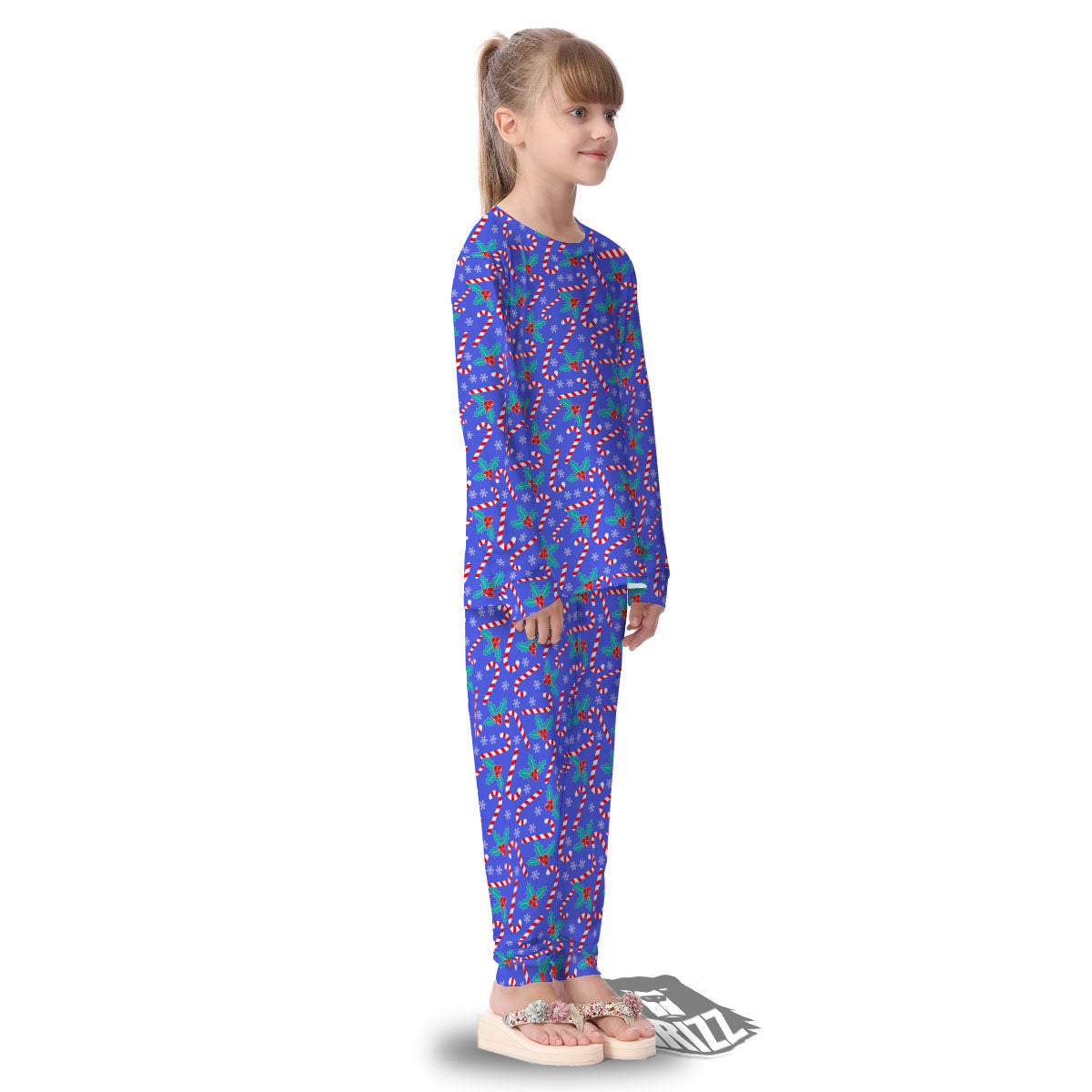 Holly Berry And Candy Cane Christmas Print Pattern Kid's Pajamas-grizzshop