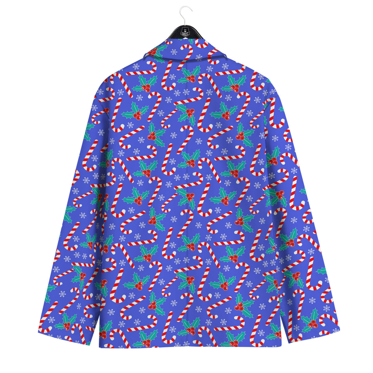Holly Berry And Candy Cane Christmas Print Pattern Men's Sport Coat-grizzshop
