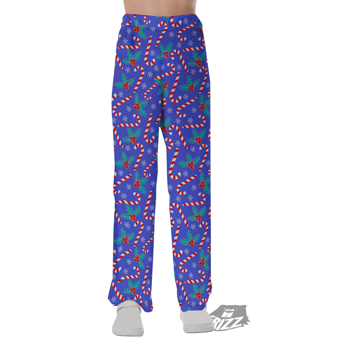 Holly Berry And Candy Cane Christmas Print Pattern Pajama Pants-grizzshop