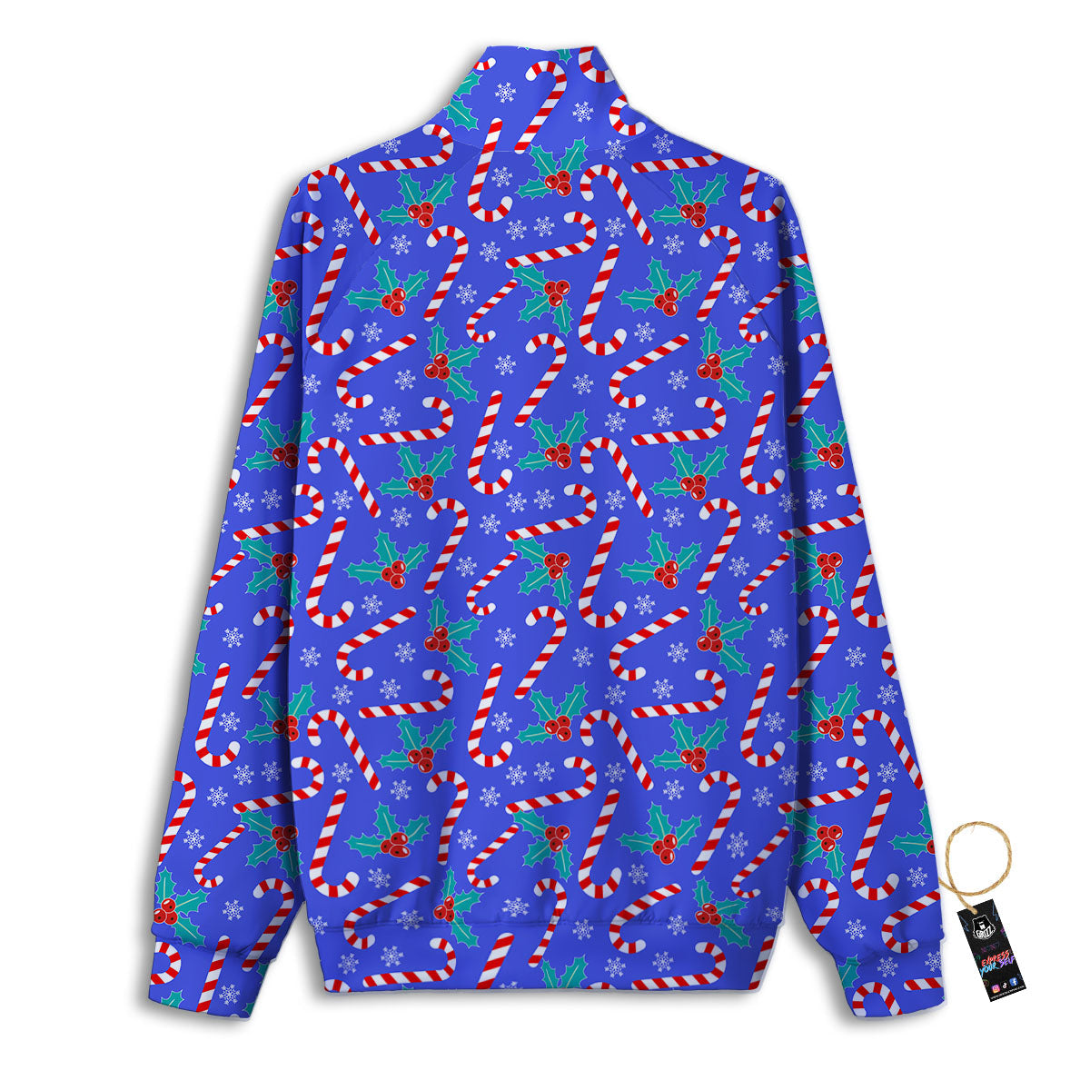 Holly Berry And Candy Cane Christmas Print Pattern Track Jacket-grizzshop