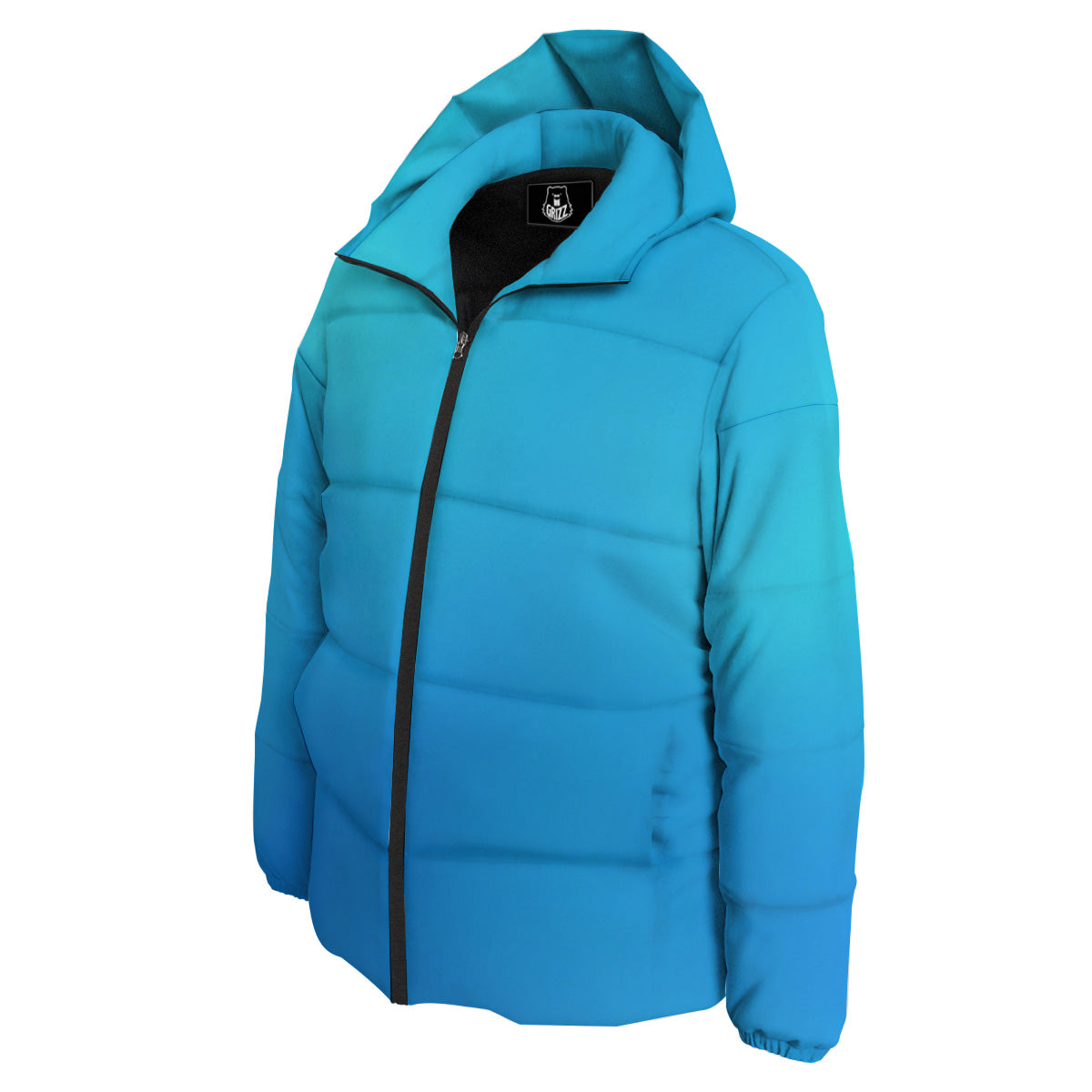 Holographic Blue Print Down Jacket-grizzshop