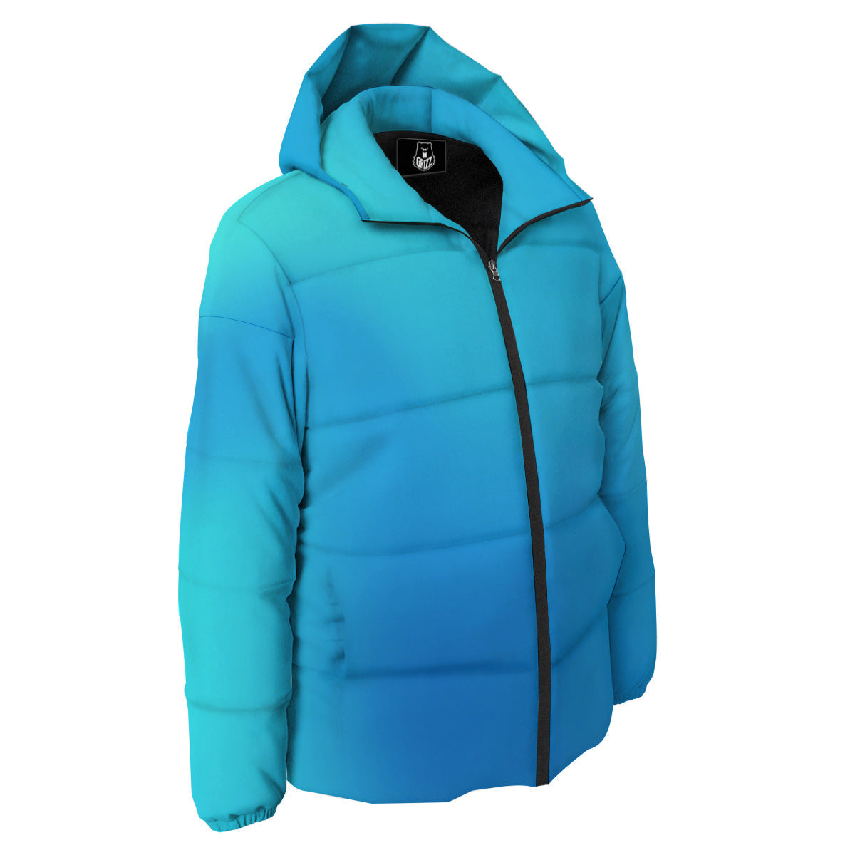 Holographic Blue Print Down Jacket-grizzshop