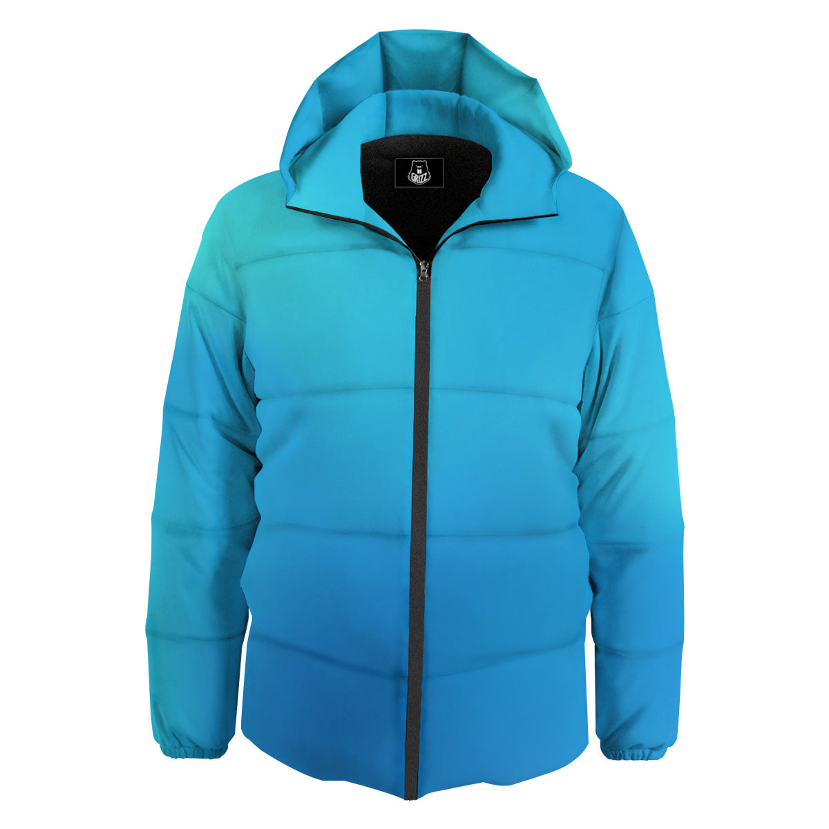 Holographic Blue Print Down Jacket-grizzshop