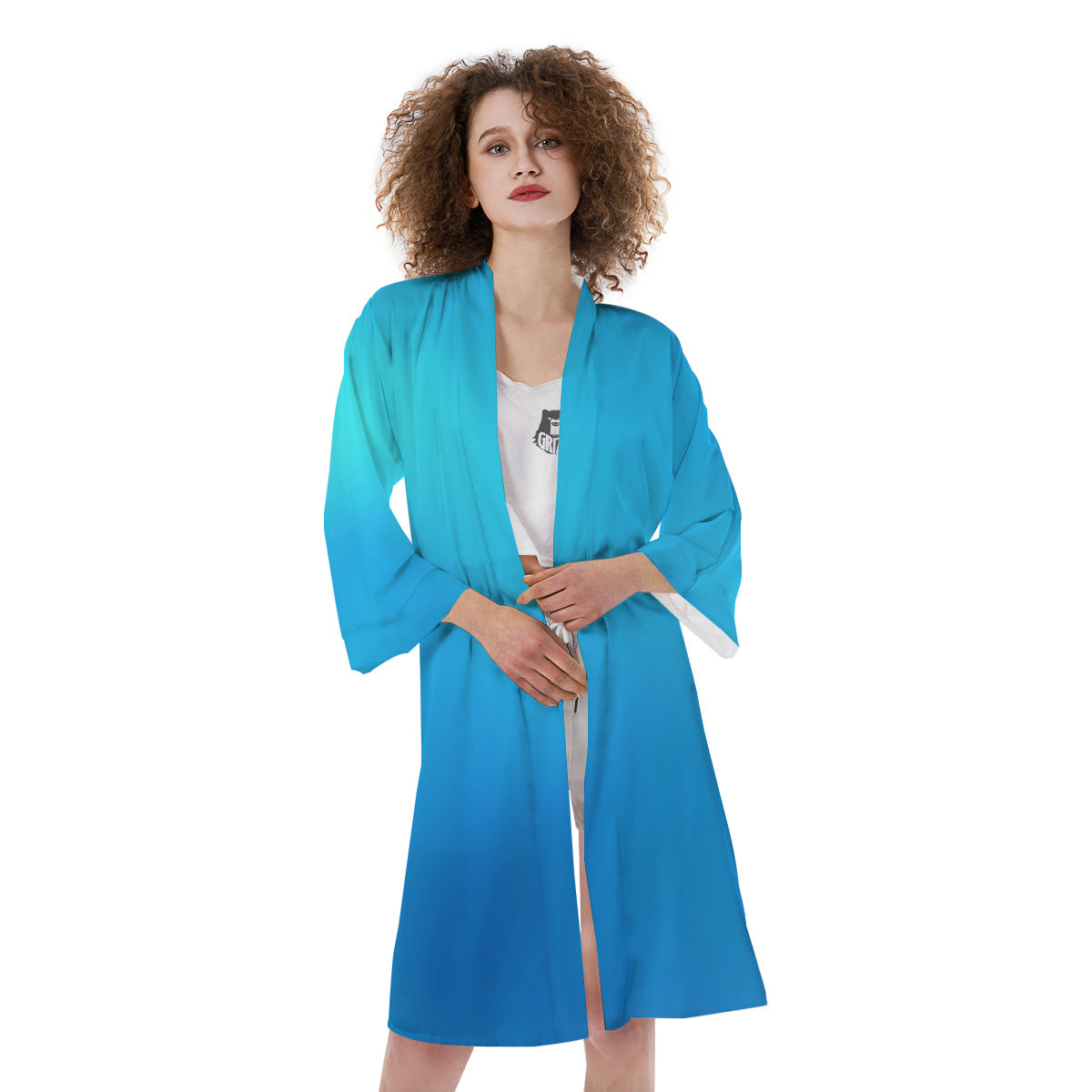 Holographic Blue Print Kimono-grizzshop