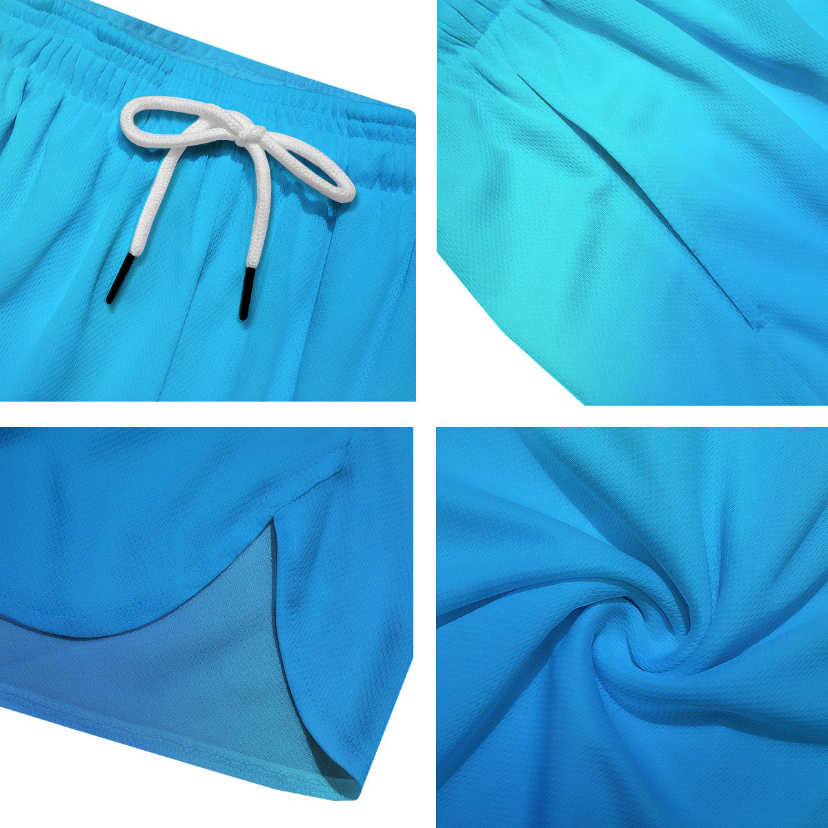 Holographic Blue Print Men's Running Shorts-grizzshop