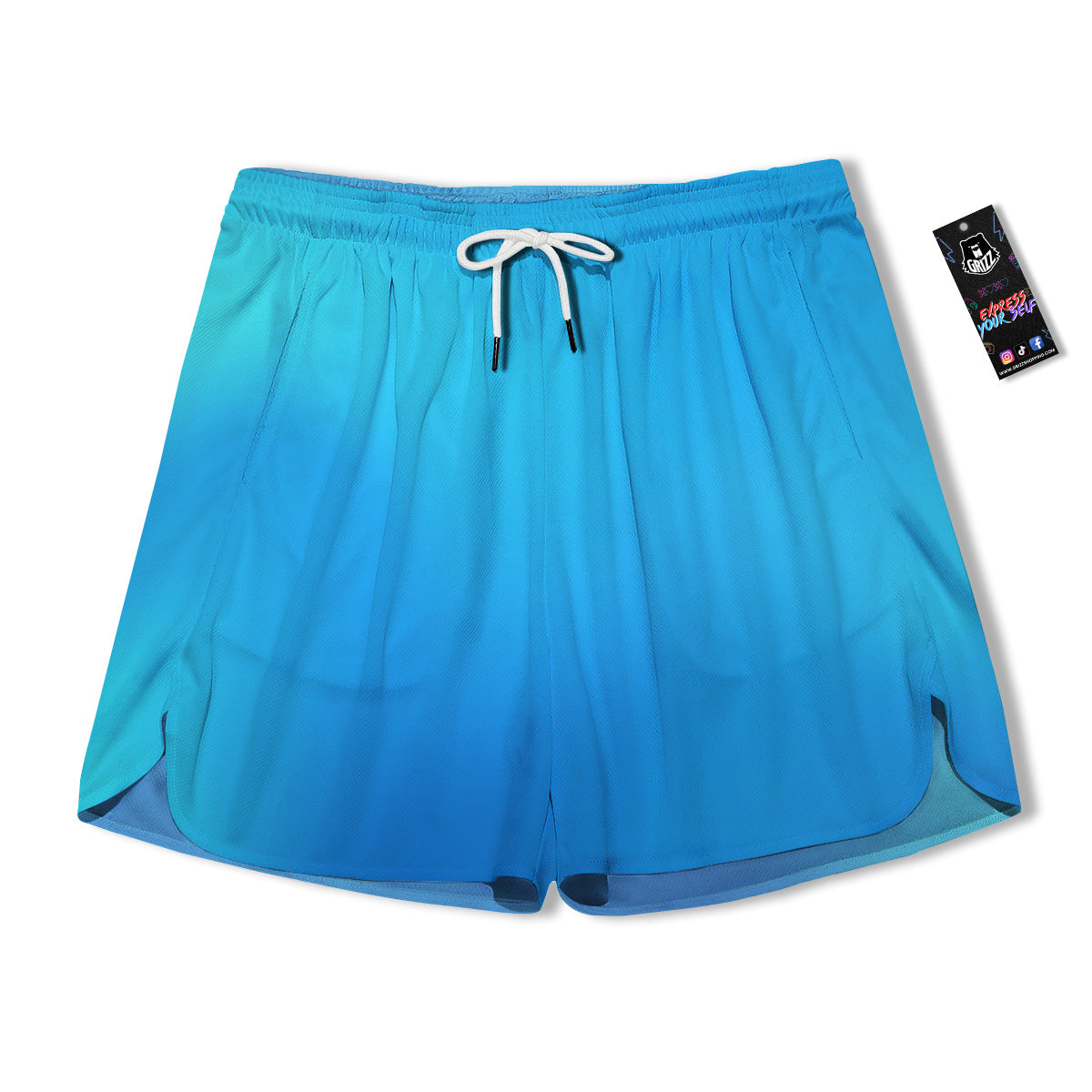 Holographic Blue Print Men's Running Shorts-grizzshop