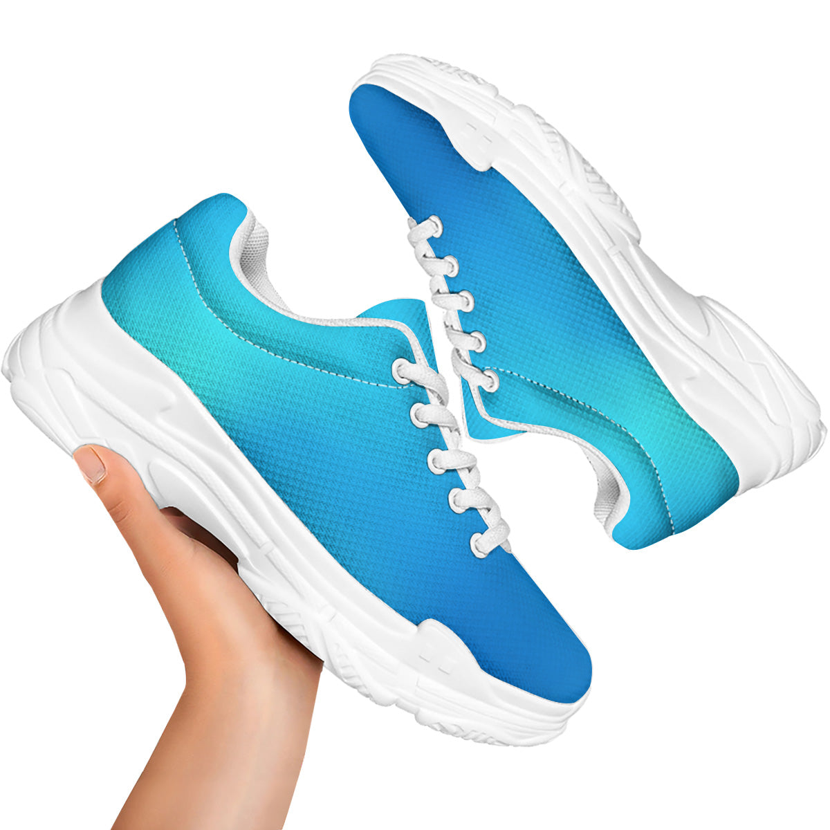 Holographic Blue Print White Chunky Shoes-grizzshop