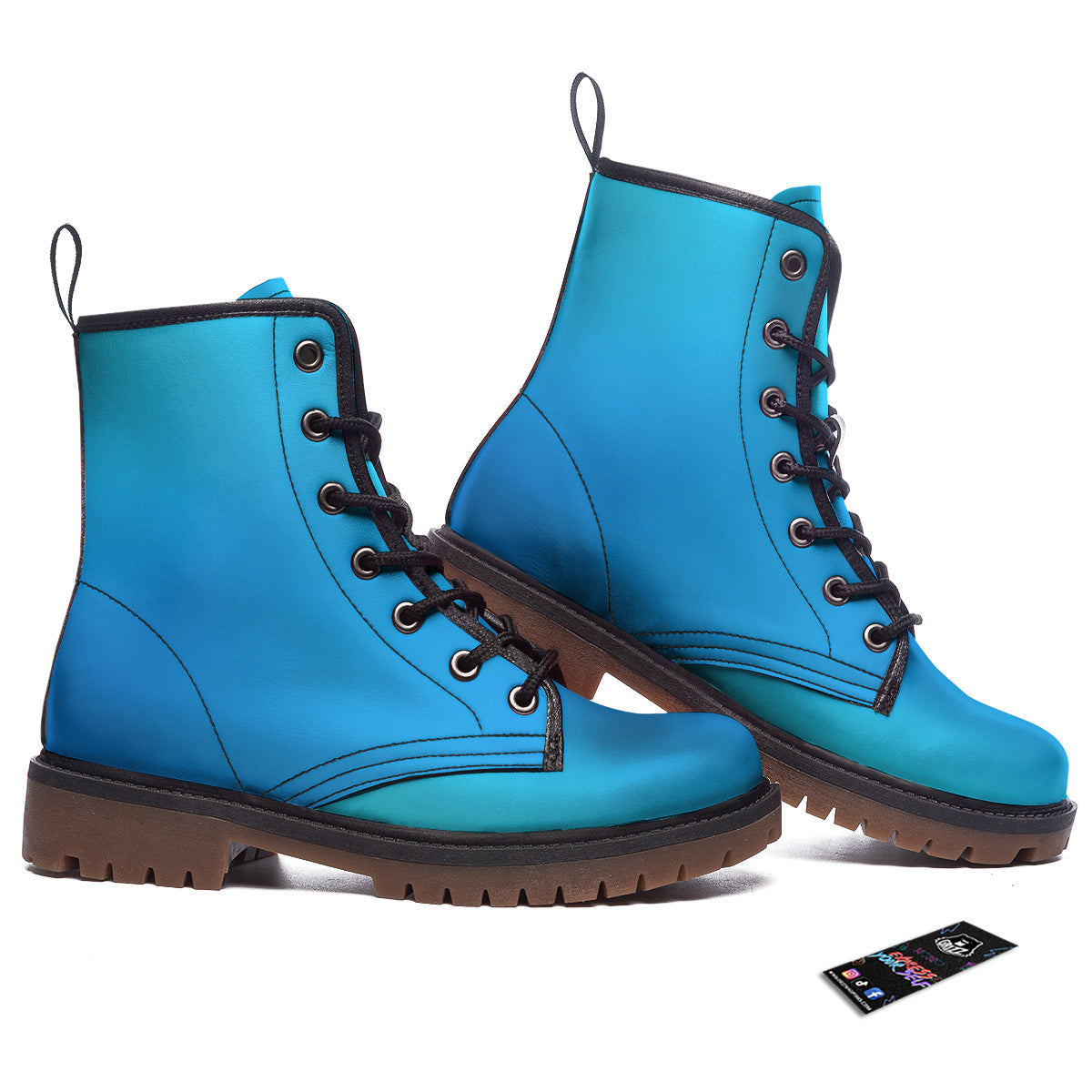 Holographic Blue Print Work Boots-grizzshop