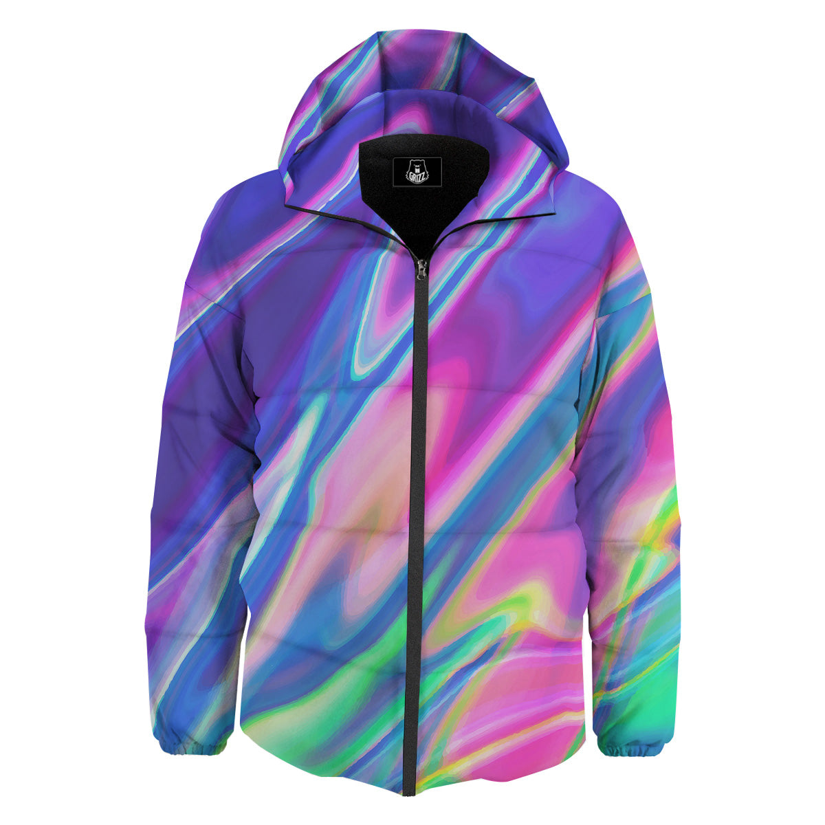 Holographic Bright Print Down Jacket-grizzshop