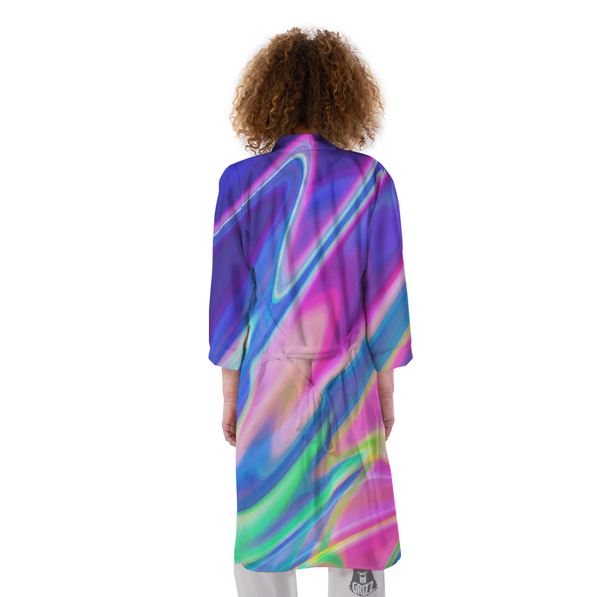 Holographic Bright Print Kimono-grizzshop