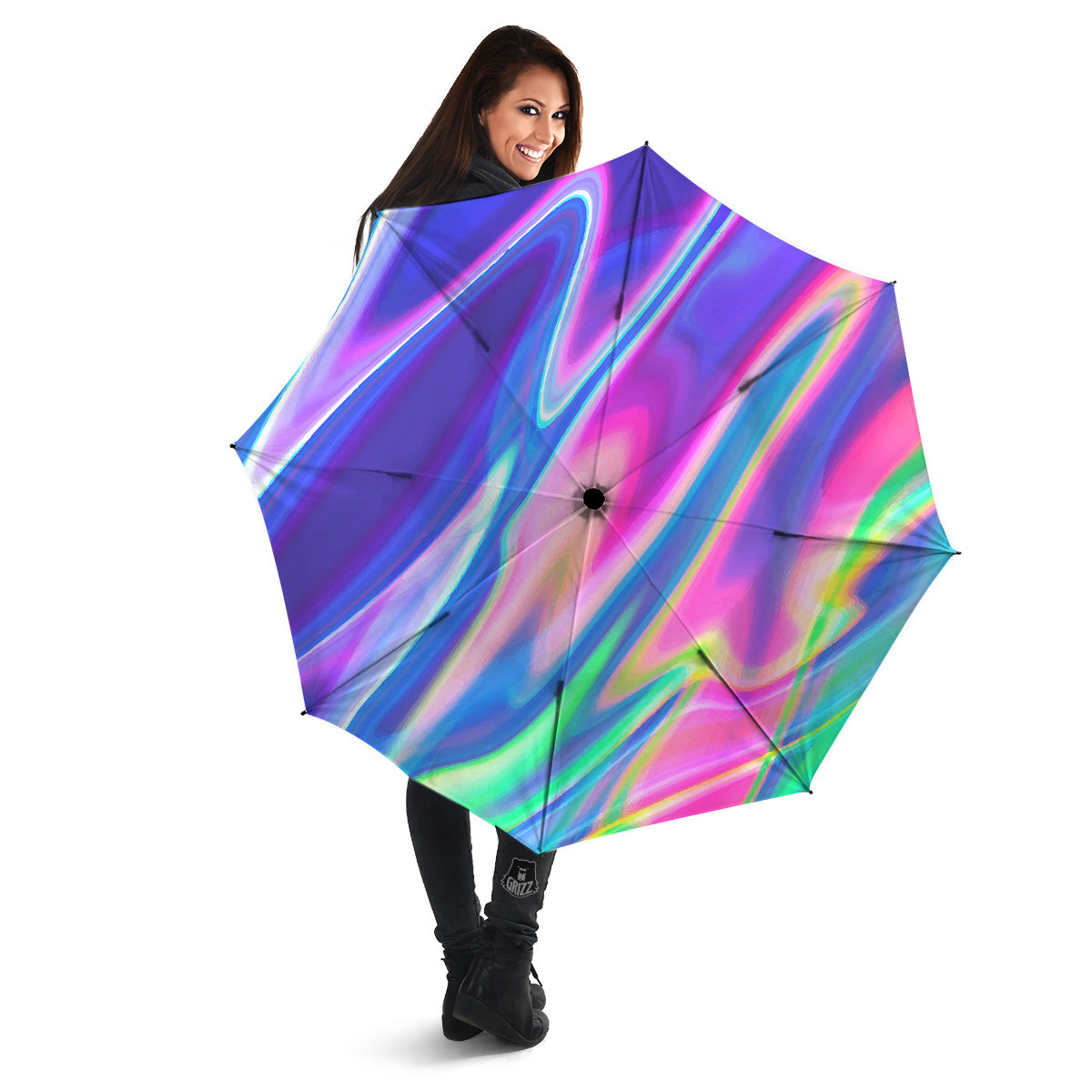Holographic Bright Print Umbrella-grizzshop
