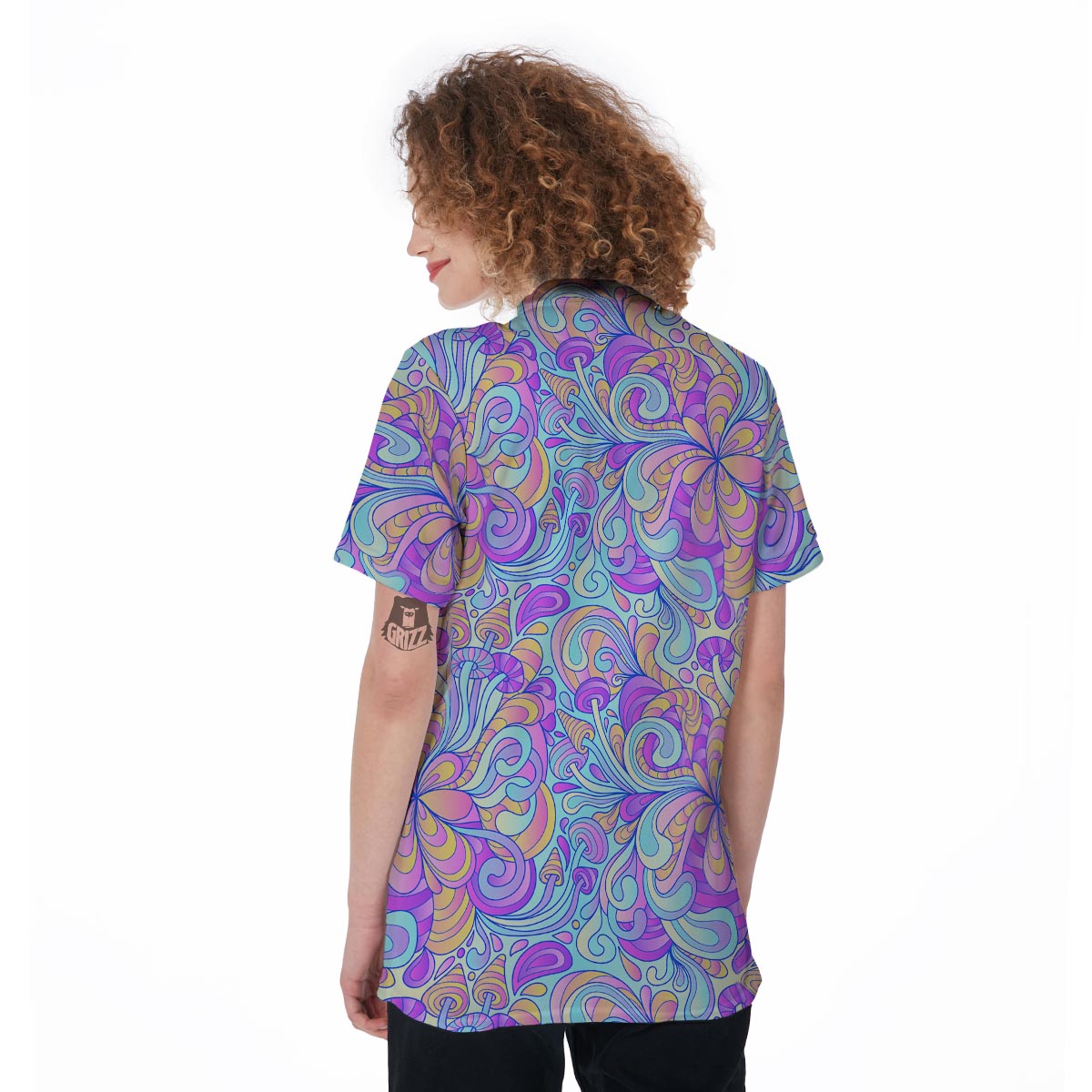 Holographic Floral Psychedelic Women's Golf Shirts-grizzshop