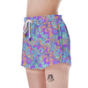 Holographic Floral Psychedelic Women's Shorts-grizzshop