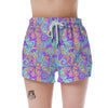 Holographic Floral Psychedelic Women's Shorts-grizzshop