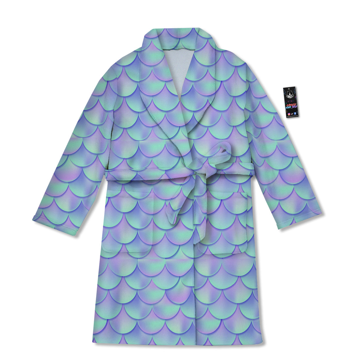 Holographic Mermaid Tail Print Pattern Bathrobe-grizzshop