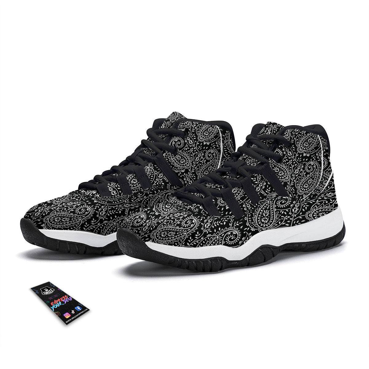 Holographic Mermaid Tail Print Pattern Black Bball Shoes-grizzshop