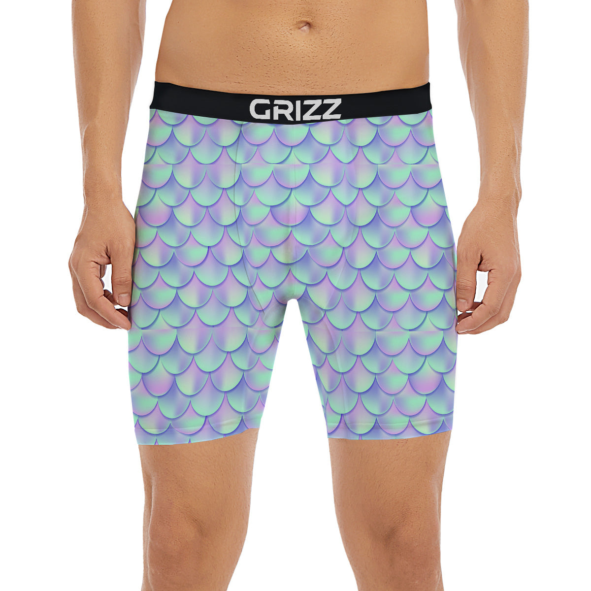 Holographic Mermaid Tail Print Pattern Boxer Briefs-grizzshop