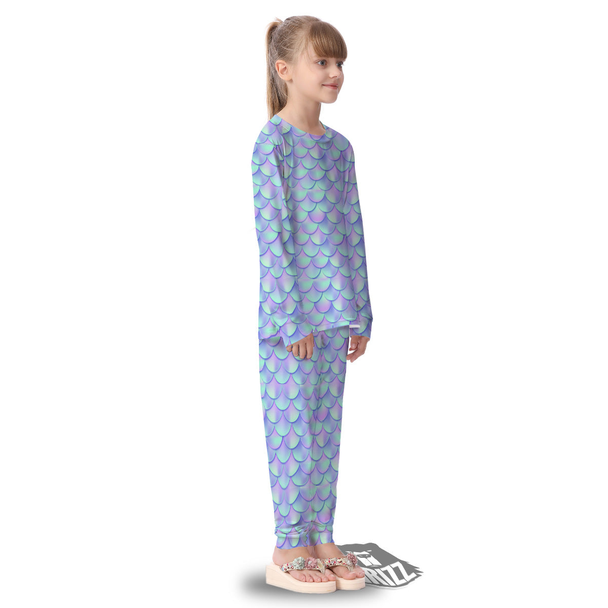 Holographic Mermaid Tail Print Pattern Kid's Pajamas-grizzshop