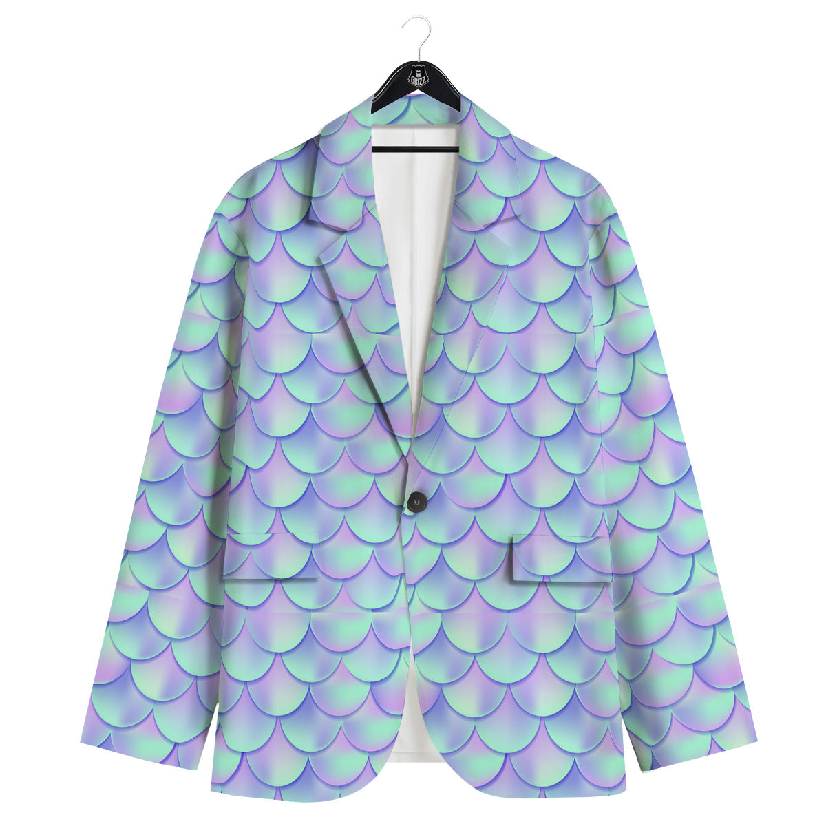 Holographic Mermaid Tail Print Pattern Men's Sport Coat-grizzshop