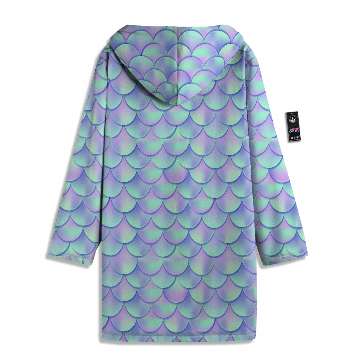 Holographic Mermaid Tail Print Pattern Men's Windbreaker Jacket-grizzshop