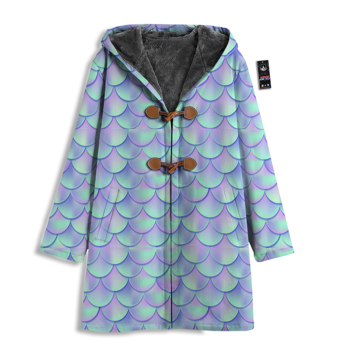Holographic Mermaid Tail Print Pattern Men's Windbreaker Jacket-grizzshop