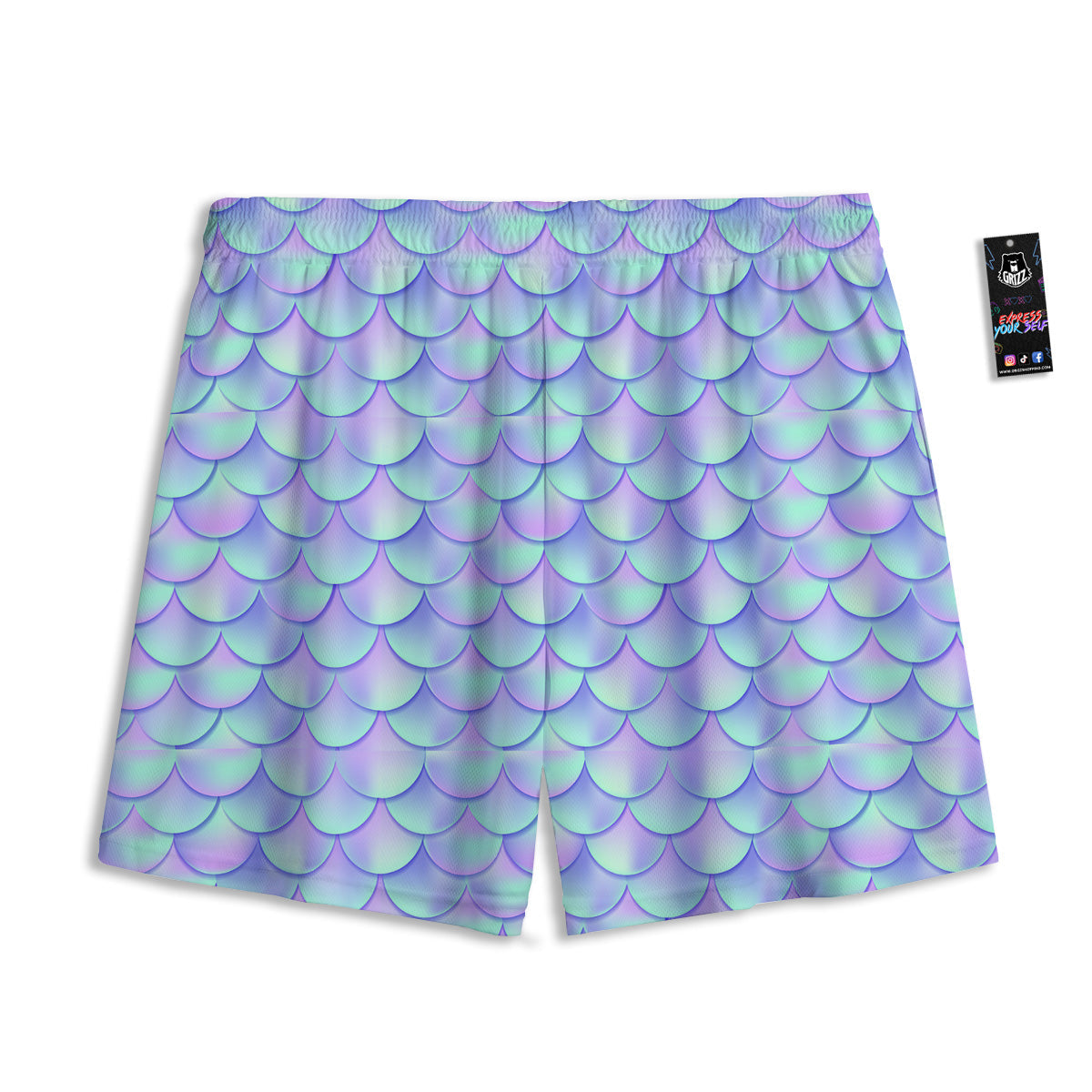 Marble Liquid Green Gold Print Mesh Shorts