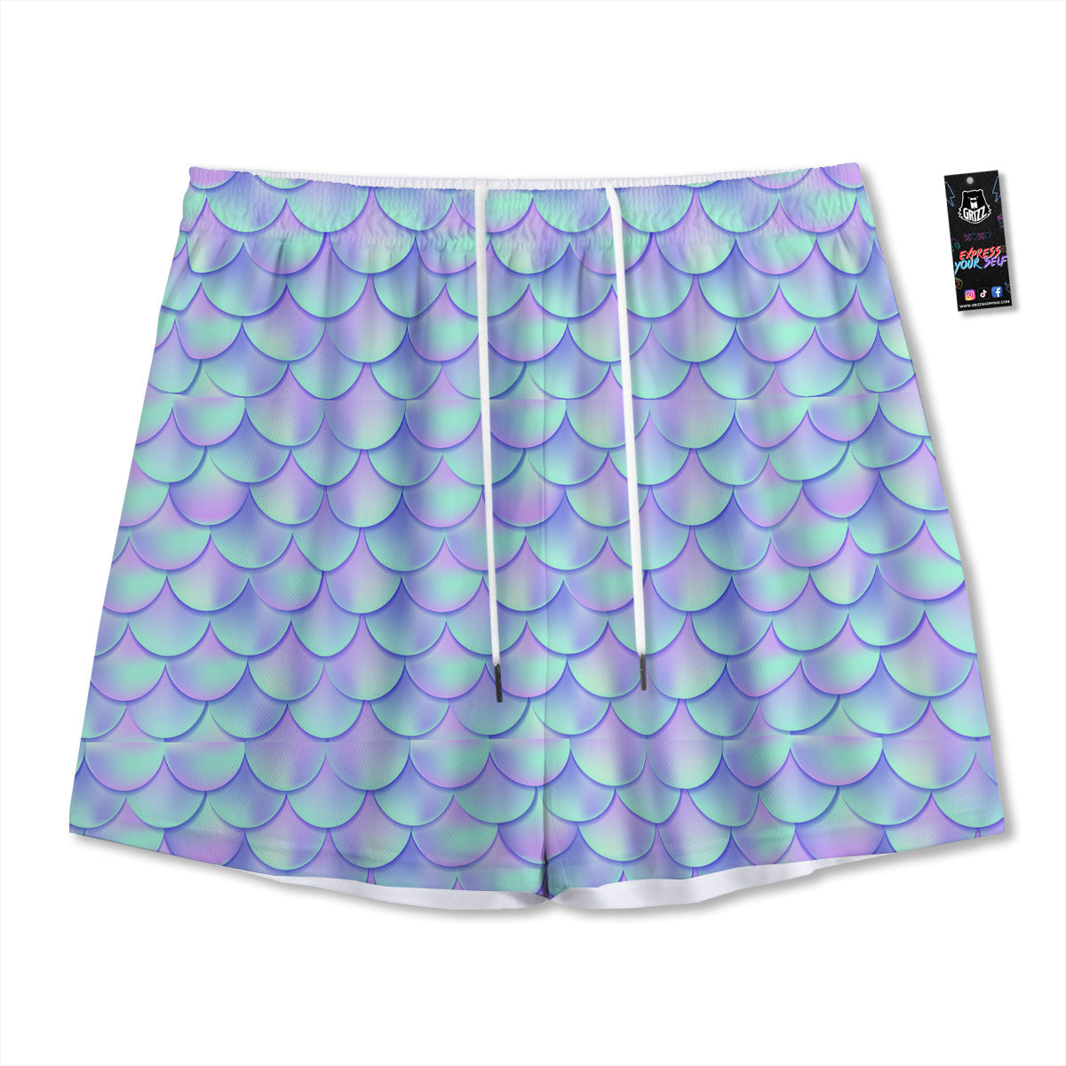 Marble Liquid Green Gold Print Mesh Shorts