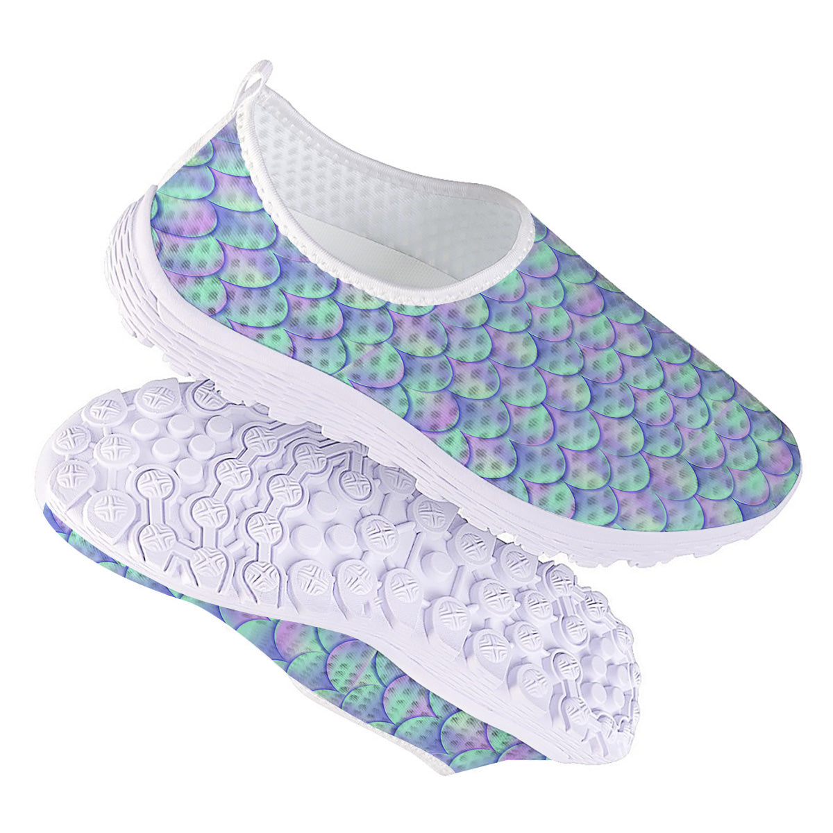 Holographic Mermaid Tail Print Pattern Nurse Shoes-grizzshop